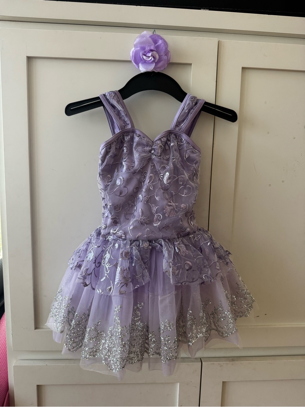 Weissman Lavender Tulle Dance Costume with Silver Glitter